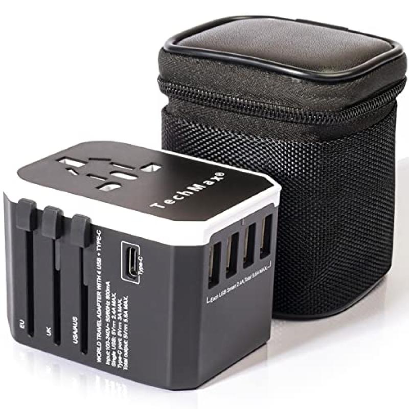 TechMax Travel Adapter Plug with USB and Type C Ports TechMax Travel Adapter Plug with USB and Type C Ports