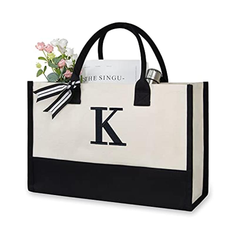 TOPDesign Initial Canvas Tote Bag TOPDesign Initial Canvas Tote Bag