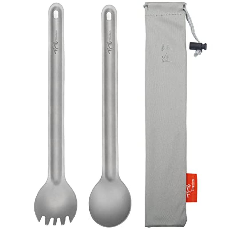 TiTo Titanium Long Handle Spork and Spoon