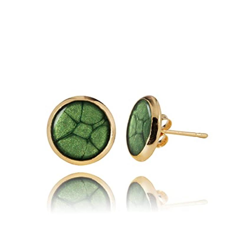 Women's Stud Earrings - Dark Green Gold Women's Stud Earrings - Dark Green Gold