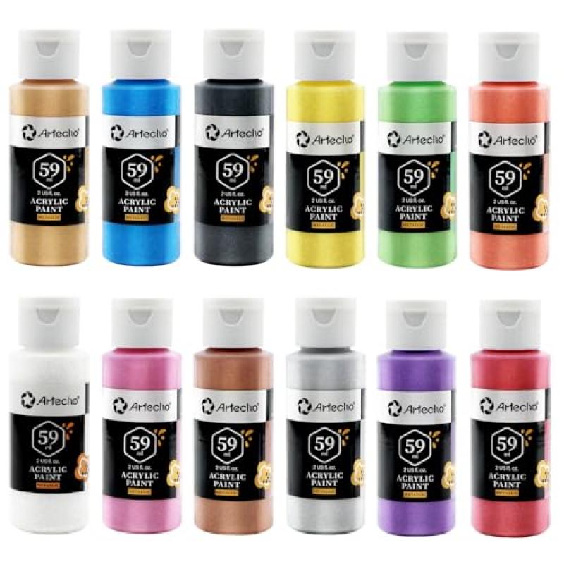 Artecho Metallic Acrylic Paint Set - 12 Colors Artecho Metallic Acrylic Paint Set - 12 Colors