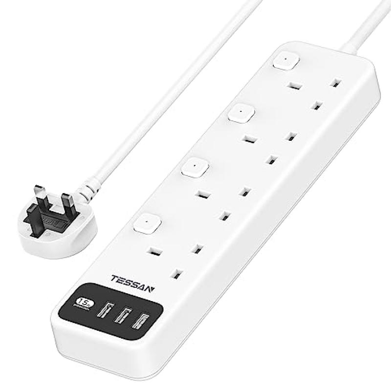 TESSAN Extension Lead with USB Slots TESSAN Extension Lead with USB Slots