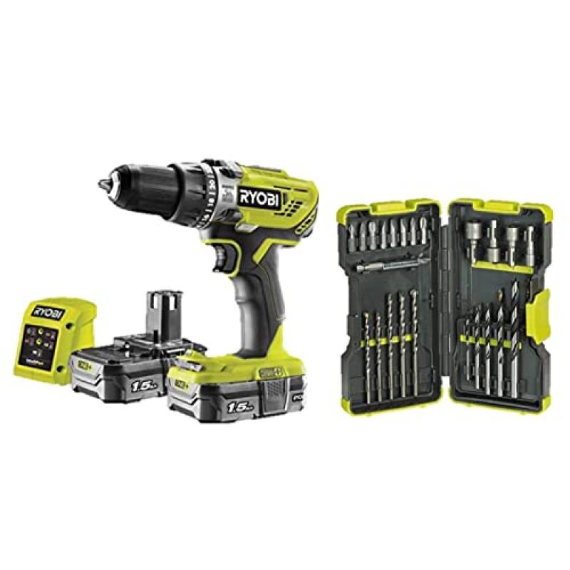 Ryobi Cordless Combi Drill Kit & Bit Set Ryobi Cordless Combi Drill Kit & Bit Set
