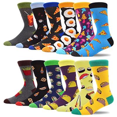 MAKABO Men's Crew Socks, Food Pattern, 12-Pack MAKABO Men's Crew Socks, Food Pattern, 12-Pack