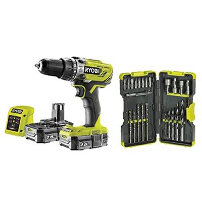 Ryobi Cordless Combi Drill Kit & Bit Set Ryobi Cordless Combi Drill Kit & Bit Set