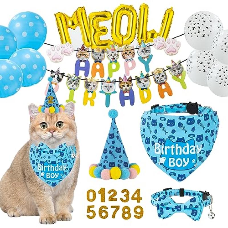 TCBOYING Cat Birthday Collar Set TCBOYING Cat Birthday Collar Set