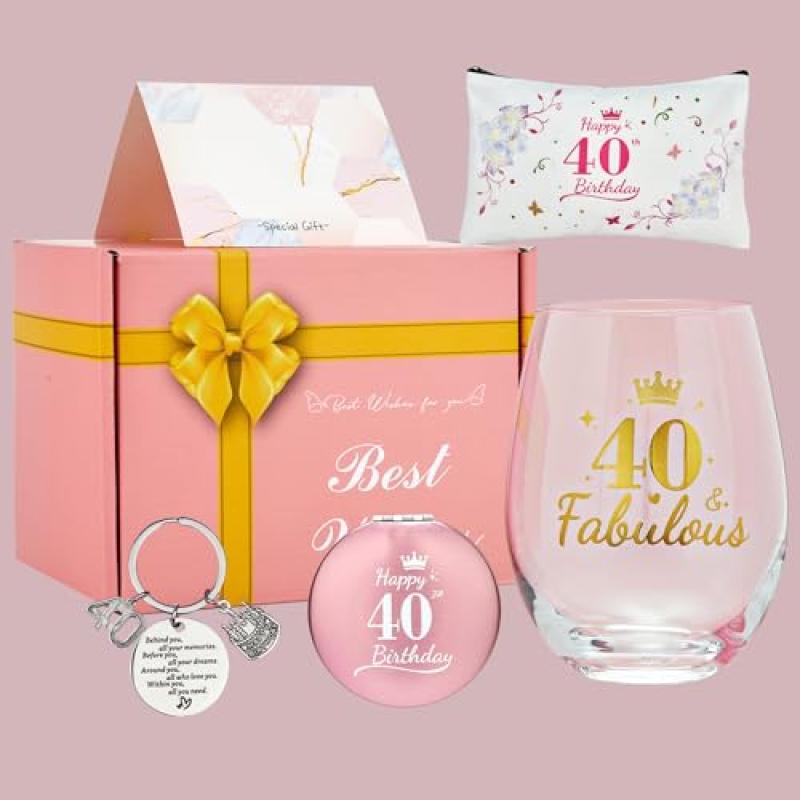 JOONYOEE Wine Glass Gift Set for 40th Birthday Women JOONYOEE Wine Glass Gift Set for 40th Birthday Women