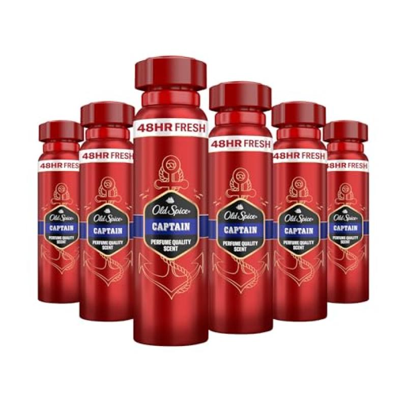 Old Spice Captain Deodorant Body Spray x6 Old Spice Captain Deodorant Body Spray x6
