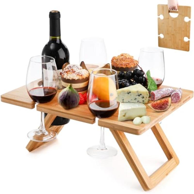 YOUEON Portable Wine Picnic Table YOUEON Portable Wine Picnic Table