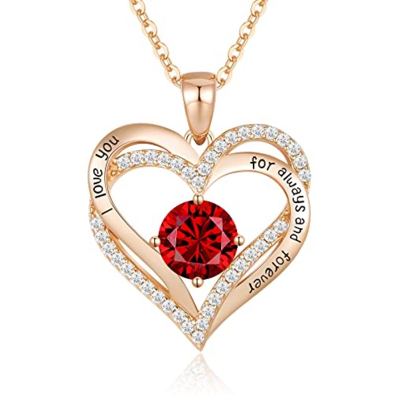 CDE Love Heart Pendant Birthstone Necklace CDE Love Heart Pendant Birthstone Necklace