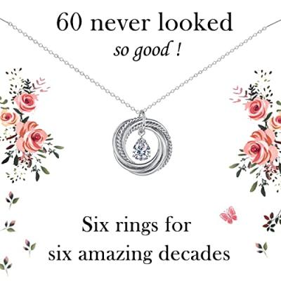 VOSAP Silver Rings Chain Necklace, 60th Birthday VOSAP Silver Rings Chain Necklace, 60th Birthday