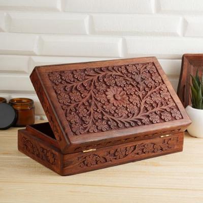Ajuny Wooden Handcarved Jewelry Storage Box