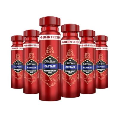 Old Spice Captain Deodorant Body Spray x6 Old Spice Captain Deodorant Body Spray x6