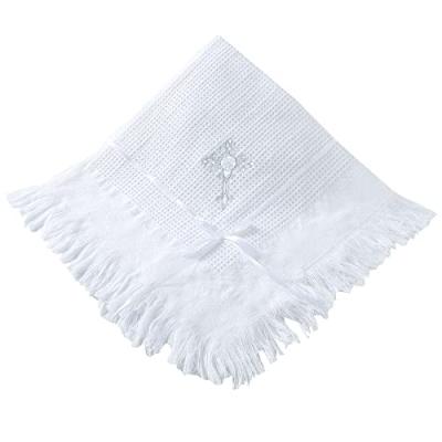 Booulfi Baby Shawl with Silver Cross Embroidery Booulfi Baby Shawl with Silver Cross Embroidery