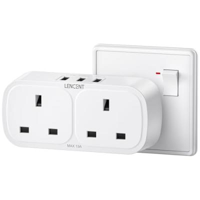 LENCENT Double Plug Adaptor with USB Ports LENCENT Double Plug Adaptor with USB Ports